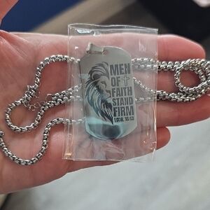 Silver Men's Faith Dog Tag Necklace